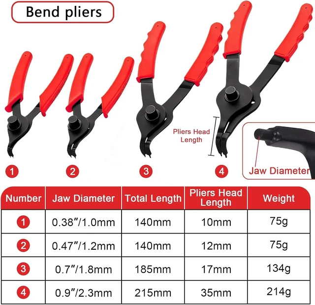 Alt view image 3 of 7 - 10 Pcs Snap Ring Pliers Set with Straight/Bent Jaw & Storage Case