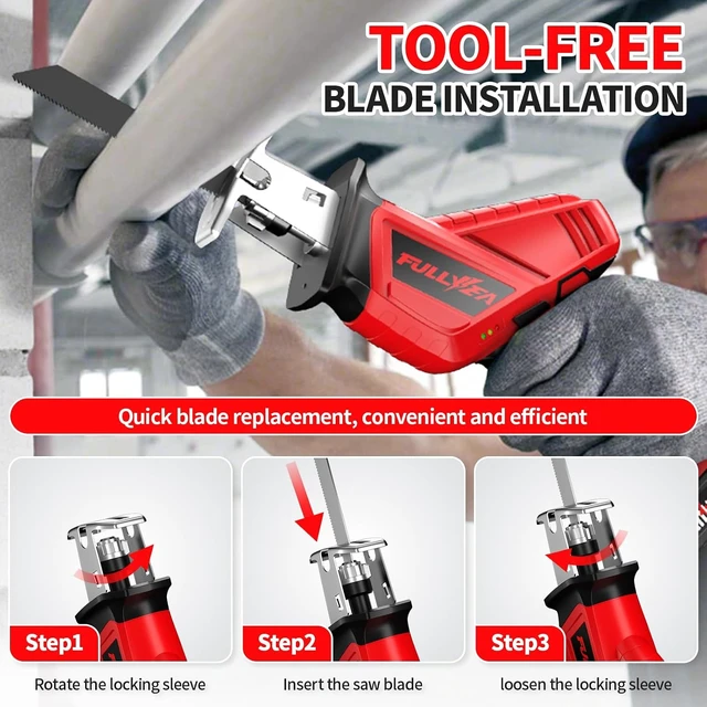 Alt view image 3 of 7 - Cordless Reciprocating Saw, Variable Speed 3500 SPM, 2x 2.0Ah Battery