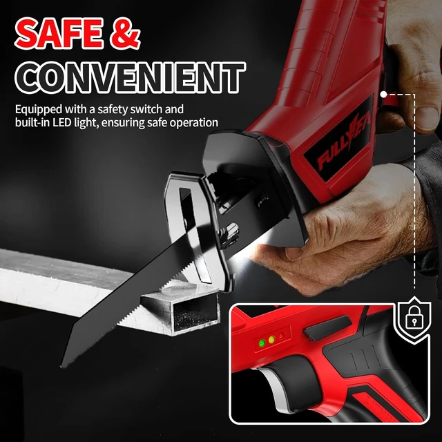 Alt view image 6 of 7 - Cordless Reciprocating Saw, Variable Speed 3500 SPM, 2x 2.0Ah Battery