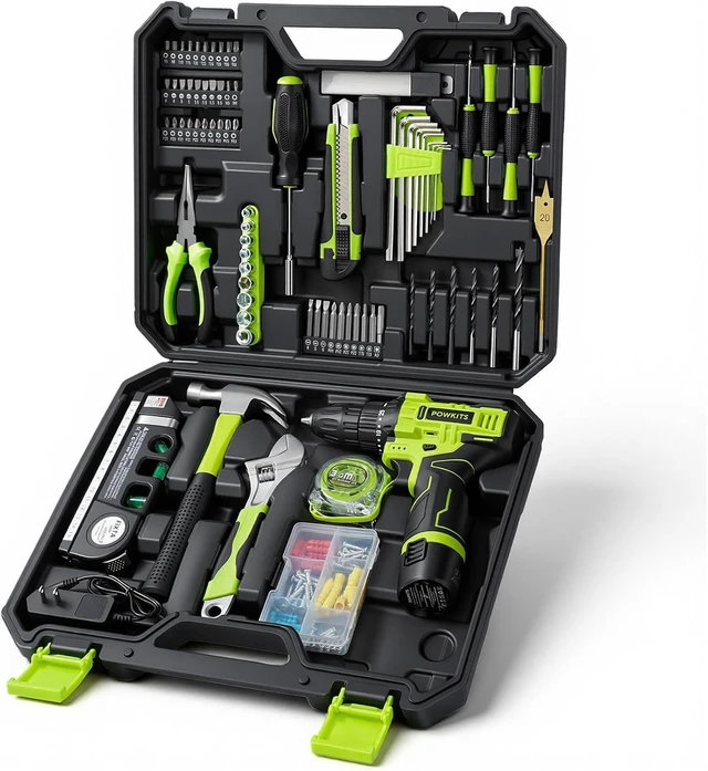 Main image of 12V Cordless Drill Tool Set with 25+1 Torque Setting, Tool Kit Box for Home