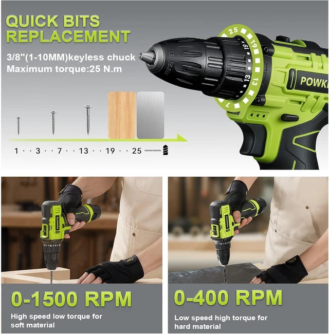 Alt view image 5 of 7 - 12V Cordless Drill Tool Set with 25+1 Torque Setting, Tool Kit Box for Home
