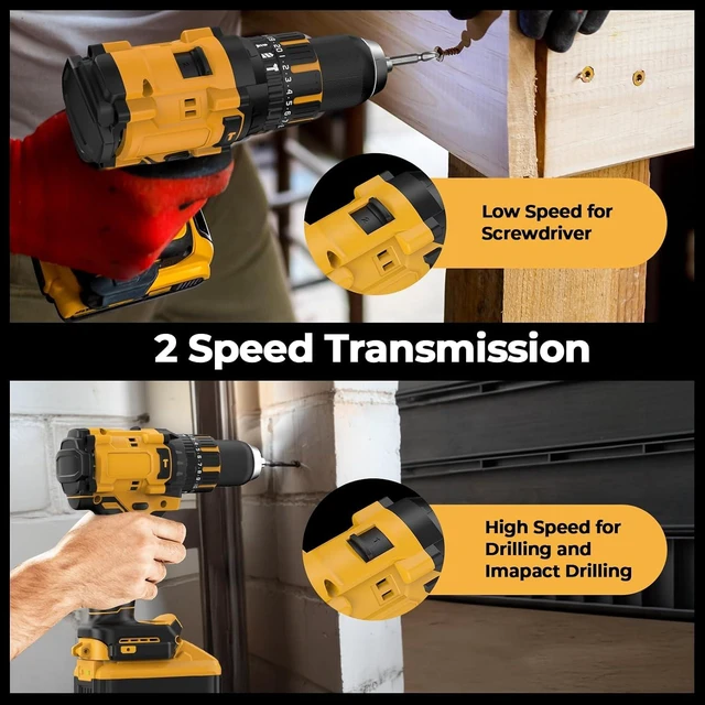 Alt view image 3 of 7 - Cordless Hammer Drill Compatible with Dewalt 20V MAX Battery (No Battery)