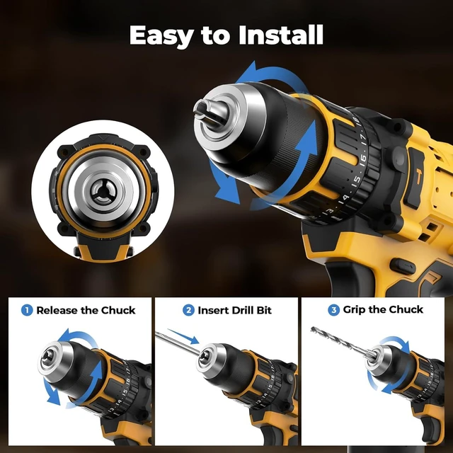 Alt view image 5 of 7 - Cordless Hammer Drill Compatible with Dewalt 20V MAX Battery (No Battery)