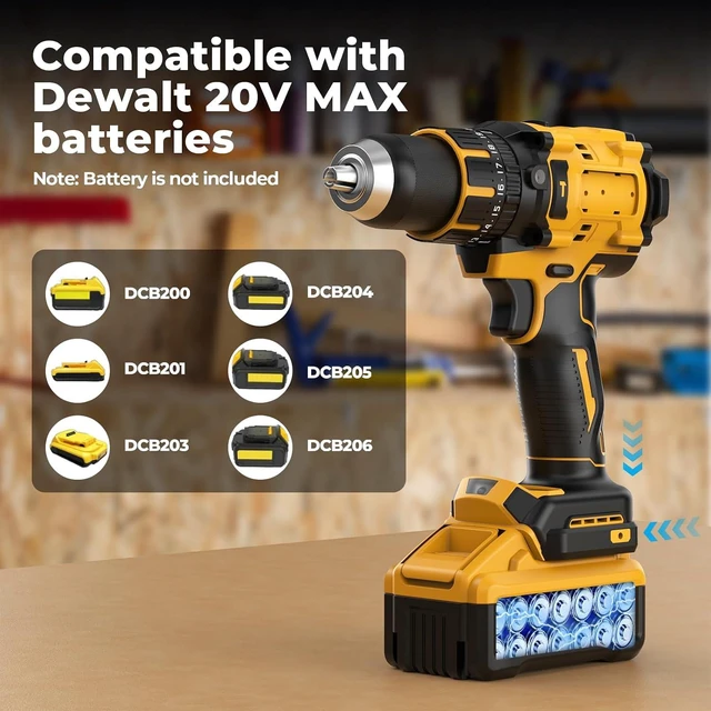 Alt view image 6 of 7 - Cordless Hammer Drill Compatible with Dewalt 20V MAX Battery (No Battery)