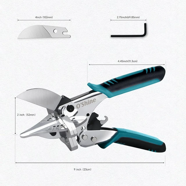 Alt view image 5 of 6 - OShine Ratchet Miter Shears 80% Force Reduction for Angular Cutting PVC & Wood Molding, Quarter Round Cutting Tool, 45-135 Degree Multi-Angle Crafting Trim Cutter, Extra Blade Included