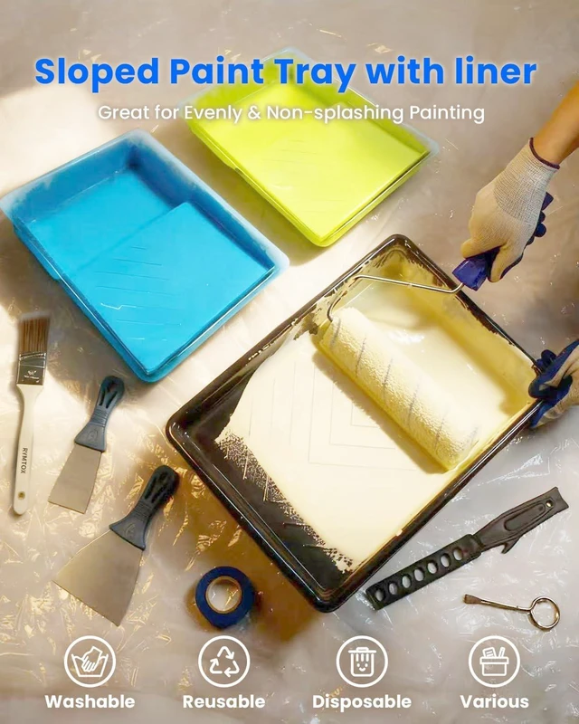Alt view image 5 of 7 - 33 PCS Complete Paint Roller Kit with Extension Pole & Carry Bag