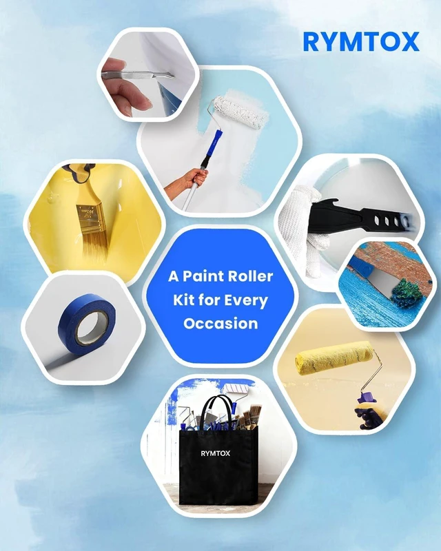 Alt view image 7 of 7 - 33 PCS Complete Paint Roller Kit with Extension Pole & Carry Bag