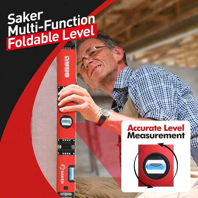 Alt view image 4 of 6 - 28-Inch Multi-Function Foldable Level Multi-Angle Measurement Woodworking Tool, Precise Leveling in Any Position, Gift for Father, Him & Her