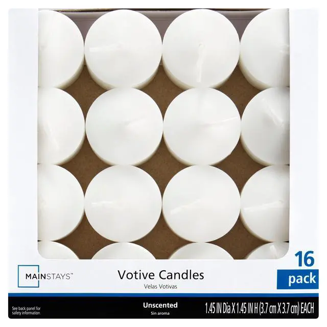 Alt view image 4 of 6 - Mainstays Unscented Votive Candles, White, 16 Count