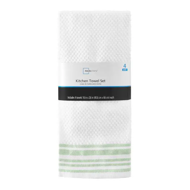 Alt view image 4 of 5 - Mainstays 4-Pack 16 in x 26 in Woven Kitchen Towel Set, Sage
