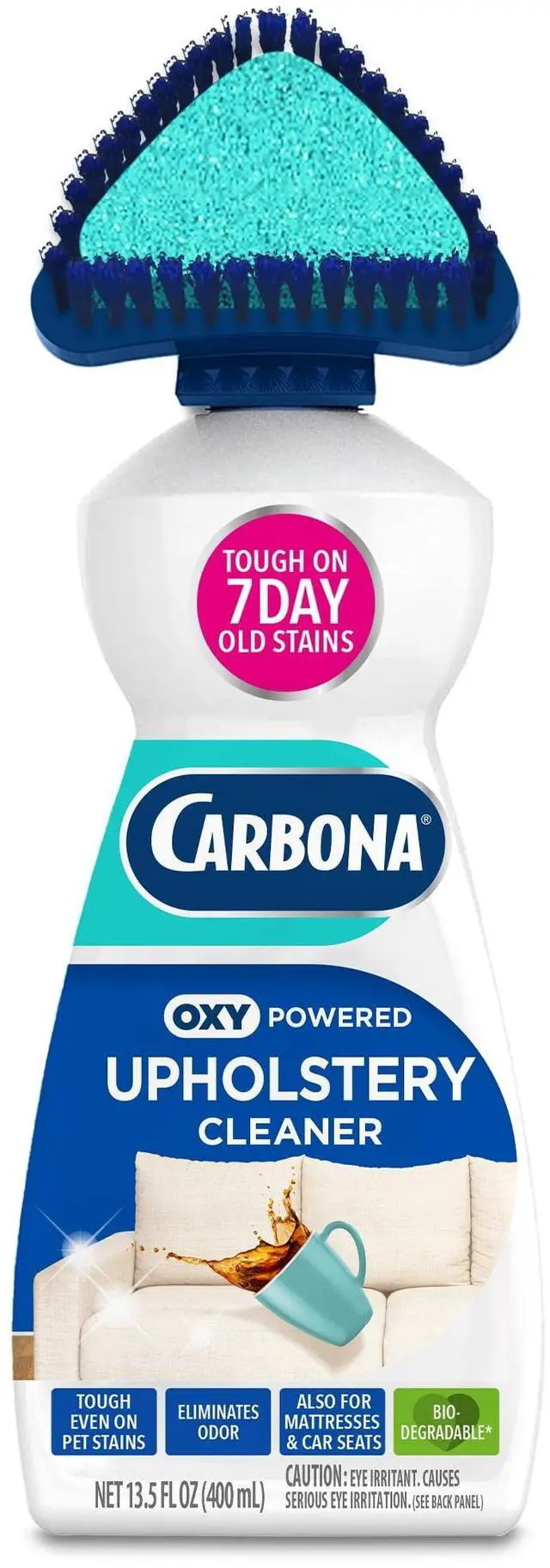 Main image of (2 pack) Carbona Oxy-Powered Upholstery Cleaner, Stain Remover with Brush & Sponge, 13.5 fl oz