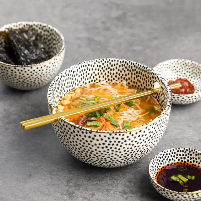 Alt view image 5 of 5 - Thyme & Table Stoneware Ramen Noodle Bowl, Dot