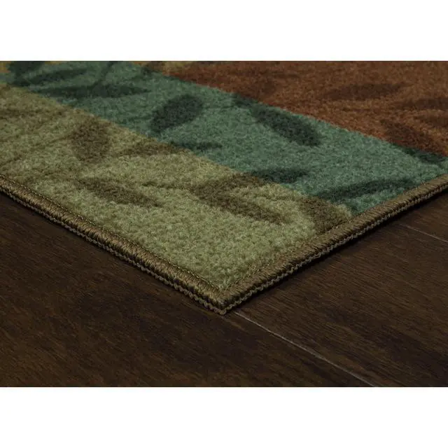 Alt view image 2 of 6 - Mainstays Leaf Block Multicolor Indoor Accent Rug, 1 ft 8 in x 2 ft 10 in