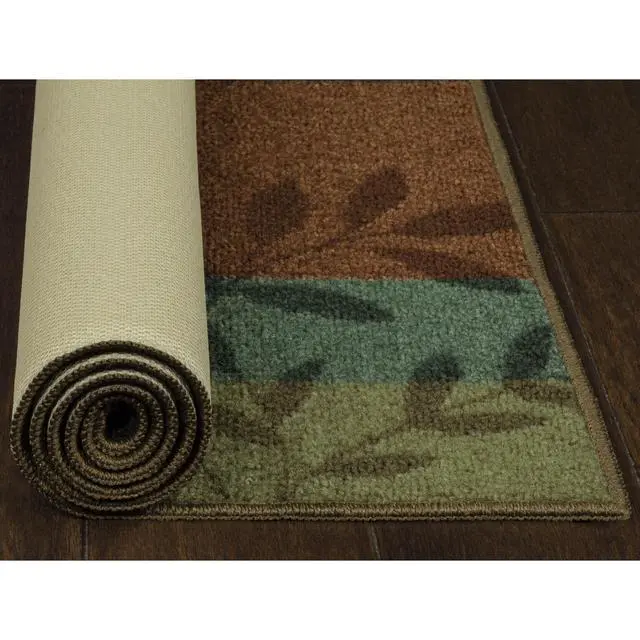 Alt view image 3 of 6 - Mainstays Leaf Block Multicolor Indoor Accent Rug, 1 ft 8 in x 2 ft 10 in