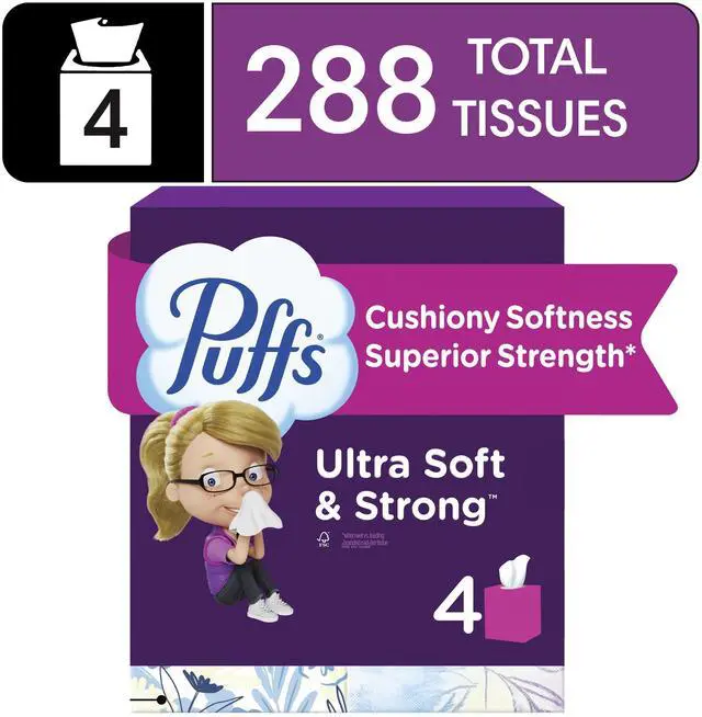 Main image of Puffs Ultra Soft Facial Tissues, 4 Count