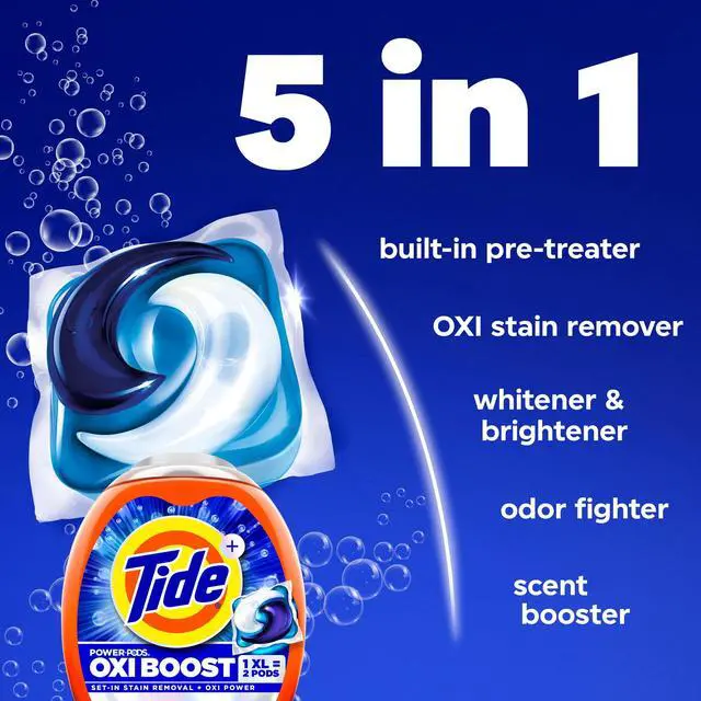 Alt view image 4 of 7 - Tide Oxi Boost Power PODS with Stain Remover and Oxi Power Laundry Detergent Pacs, 18 Count