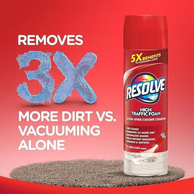 Alt view image 5 of 5 - Resolve High Traffic Carpet Stain Cleaner Solution and Odor Remover Foam, 22 oz