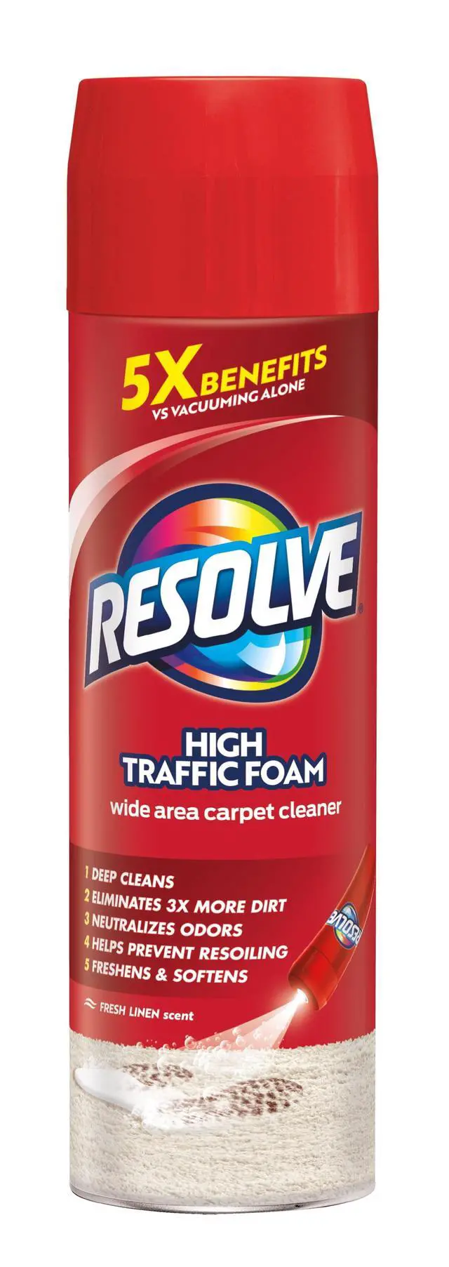 Alt view image 2 of 5 - Resolve High Traffic Carpet Stain Cleaner Solution and Odor Remover Foam, 22 oz