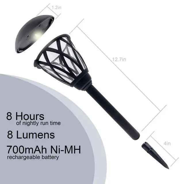 Alt view image 5 of 7 - Mainstays Solar Powered Black Lattice LED Walkway Light with Glass Lens, 8 Lumens
