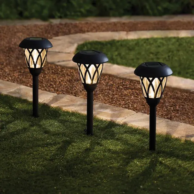 Main image of Mainstays Solar Powered Black Lattice LED Walkway Light with Glass Lens, 8 Lumens