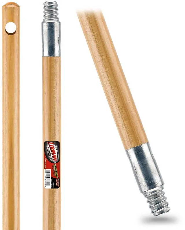 Main image of Libman Hardwood Broom Handle with Zinc Screw-In - 60 Inch Length, Brown Wood