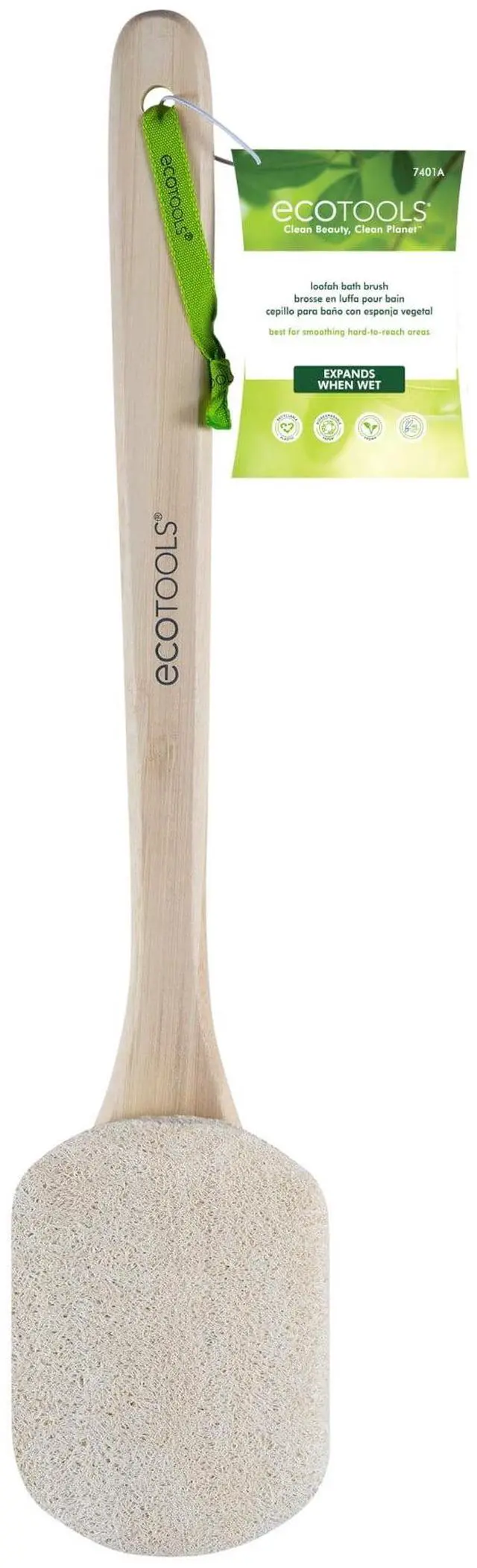Alt view image 4 of 5 - EcoTools Loofah Bath Brush, Plant-Based Loofah Material, Long Handle, White, for Adults, 1 Count
