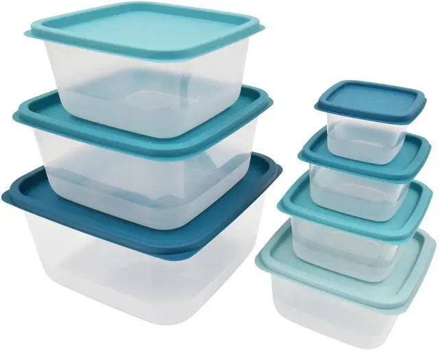 Main image of Mainstays 14 Piece Teal Plastic Food Storage Set, Teal Ombre, Ideal Use for Meal Prep and Batch Cooking