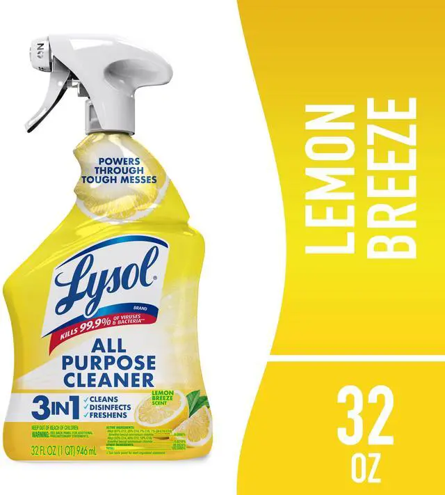Main image of Lysol® All Purpose Cleaner Sanitizing and Disinfecting Spray Lemon Breeze Scent, 32 oz, Bottle