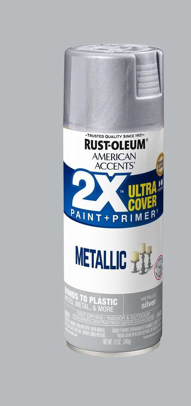 Main image of Silver, Rust-Oleum American Accents 2X Ultra Cover Metallic Spray Paint-327910, 12 oz