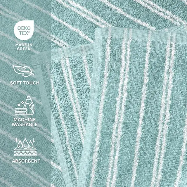 Alt view image 4 of 6 - Mainstays Basic Striped Bath Towel, Aqua