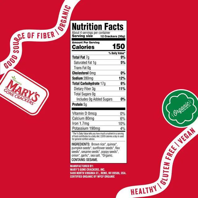 Alt view image 4 of 5 - Marys Gone Crackers Super Seed Organic, Gluten Free Everything Crackers, 4 oz