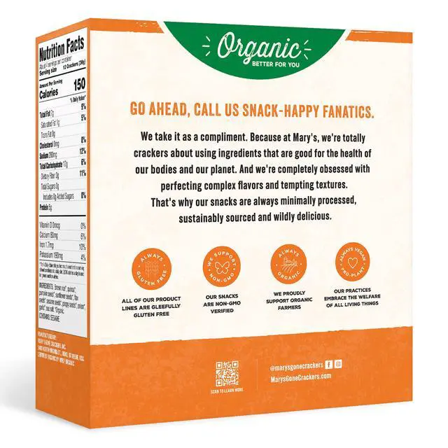 Alt view image 5 of 5 - Marys Gone Crackers Super Seed Organic, Gluten Free Everything Crackers, 4 oz