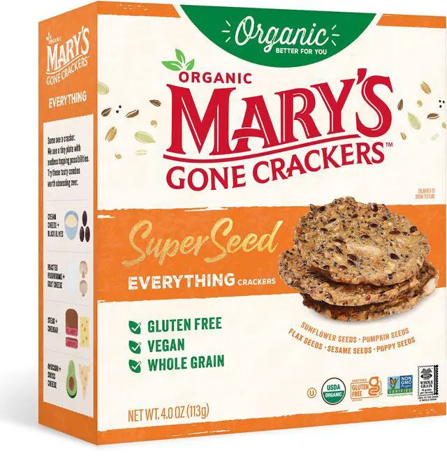 Main image of Marys Gone Crackers Super Seed Organic, Gluten Free Everything Crackers, 4 oz