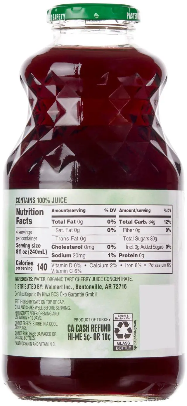 Main image of Great Value Organic 100% Tart Cherry Juice, 32 fl oz