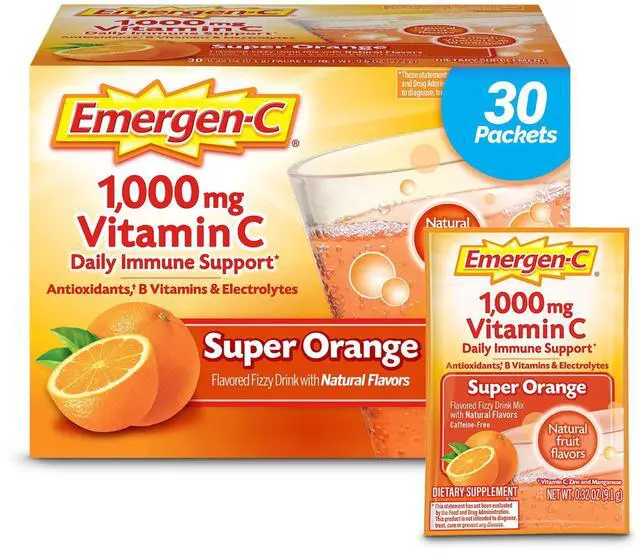 Main image of Emergen-C 1000Mg Vitamin C Powder for Immune Support Super Orange - 30 Ct