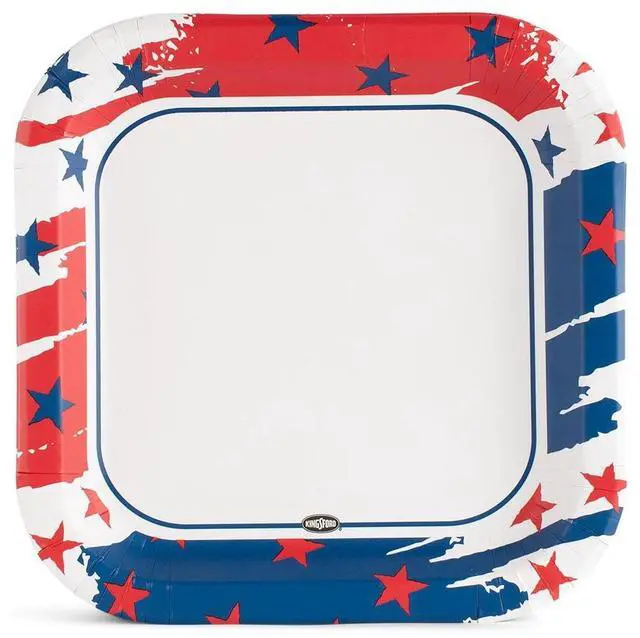 Alt view image 2 of 4 - Kingsford 10" Heavy Duty Soak Proof Americana Square Paper Plates 35ct