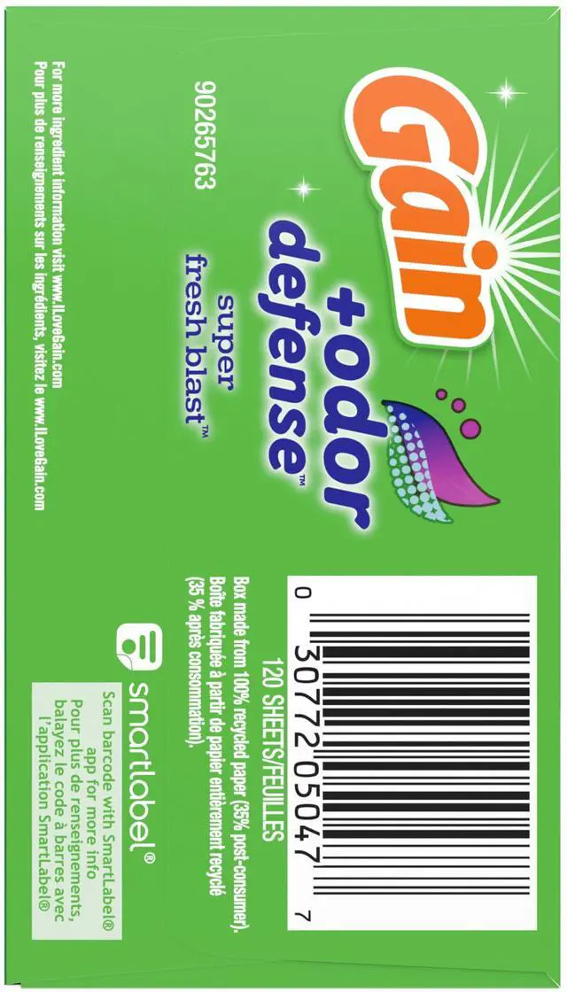 Alt view image 3 of 7 - Gain Fabric Softener Dryer Sheets +Odor Defense, Super Fresh Blast Scent, 120 Count