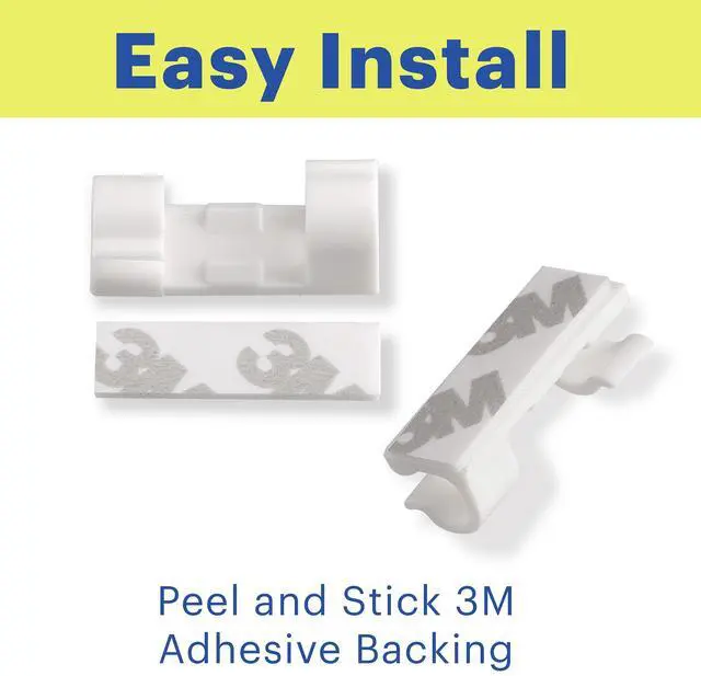 Alt view image 6 of 7 - onn Peel and Stick Adhesive Cable Management Clips, 24 Count