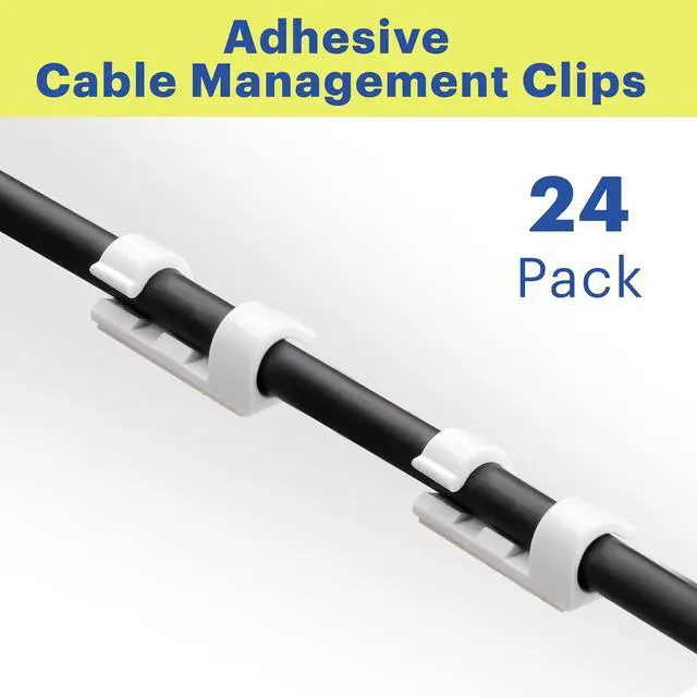 Alt view image 2 of 7 - onn Peel and Stick Adhesive Cable Management Clips, 24 Count