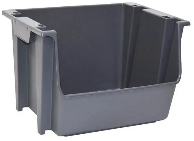 Main image of Mighty Tuff Garage Stacking Storage Bin, Plastic, Gray