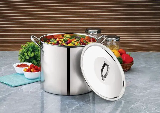 Alt view image 2 of 6 - Mainstays 12-Qt Stainless Steel Stock Pot with Metal Lid