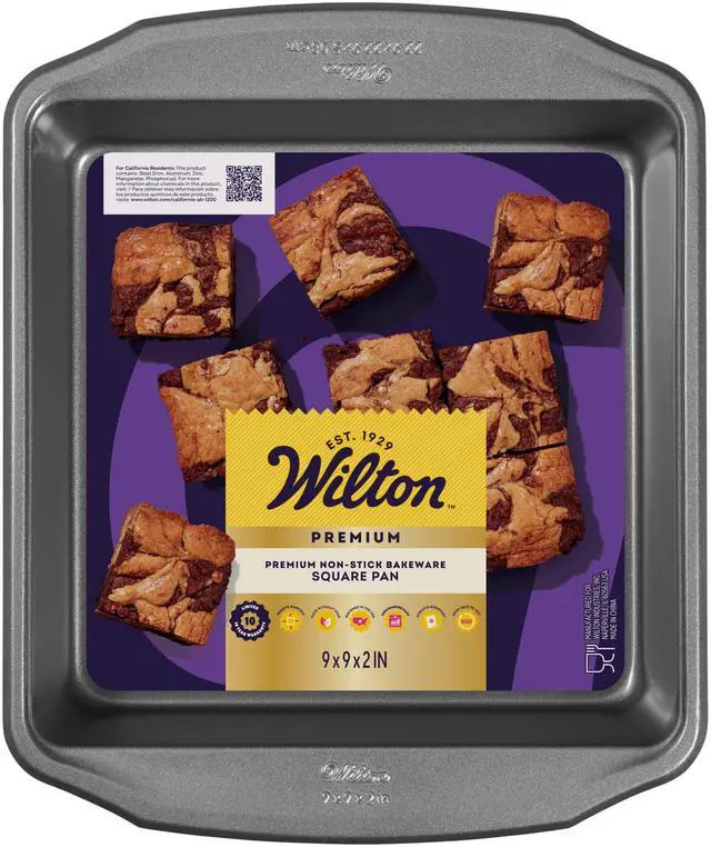 Main image of Wilton Premium 9X9 Non-Stick Steel Square Cake Baking Pan Brownies Cornbread, Packaging May Vary