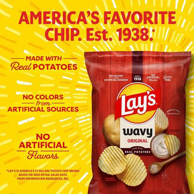 Alt view image 6 of 6 - Lay's Wavy Original Potato Chips, Party Size, 13 oz Bag