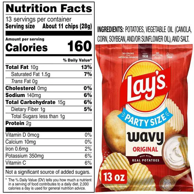 Alt view image 5 of 6 - Lay's Wavy Original Potato Chips, Party Size, 13 oz Bag