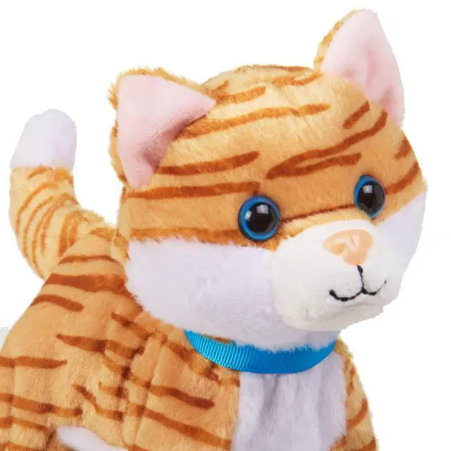 Alt view image 6 of 6 - Kid Connection Miniature Electronic Walking Pet Orange Striped Cat, 6in Height, Toddler Plush Toys
