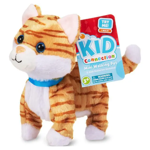 Alt view image 3 of 6 - Kid Connection Miniature Electronic Walking Pet Orange Striped Cat, 6in Height, Toddler Plush Toys