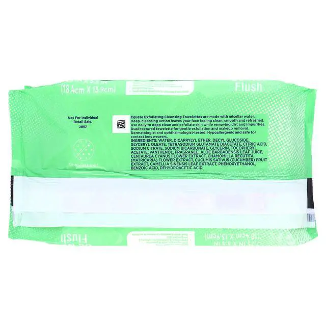 Alt view image 5 of 5 - Equate Exfoliating Cleansing Towelettes with Cucumber, Aloe, and Green Tea, 100 Count