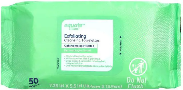 Main image of Equate Exfoliating Cleansing Towelettes with Cucumber, Aloe, and Green Tea, 100 Count