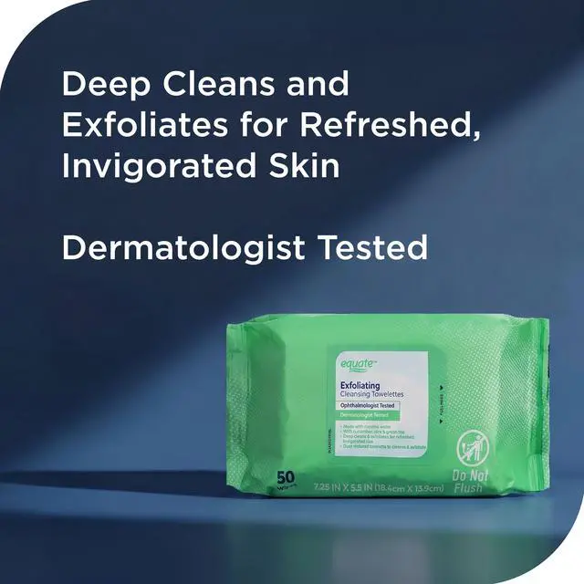 Alt view image 4 of 5 - Equate Exfoliating Cleansing Towelettes with Cucumber, Aloe, and Green Tea, 100 Count
