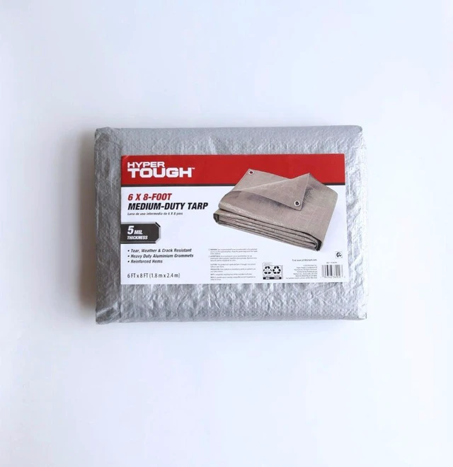 Alt view image 3 of 7 - Hyper Tough Medium Duty Polyethylene Tarp, Weather Resistant, 6 ft x 8 ft